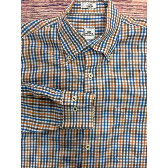 Peter Millar Mens Button-Down Check Dress Shirt Small - Picture 3 of 5